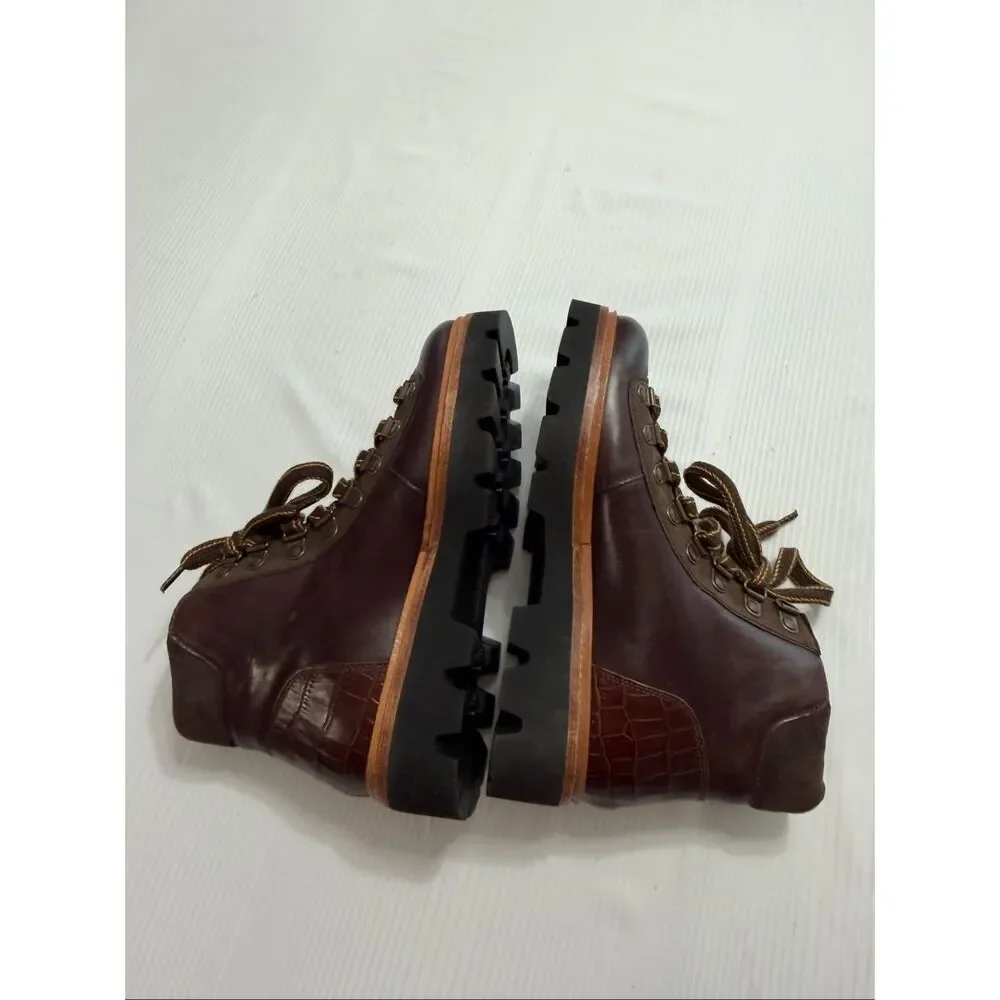 JOULES MONTROSE HIKING LEATHER BOOTS IN CHESTNUT COLOR WOMEN US 5 EU 36